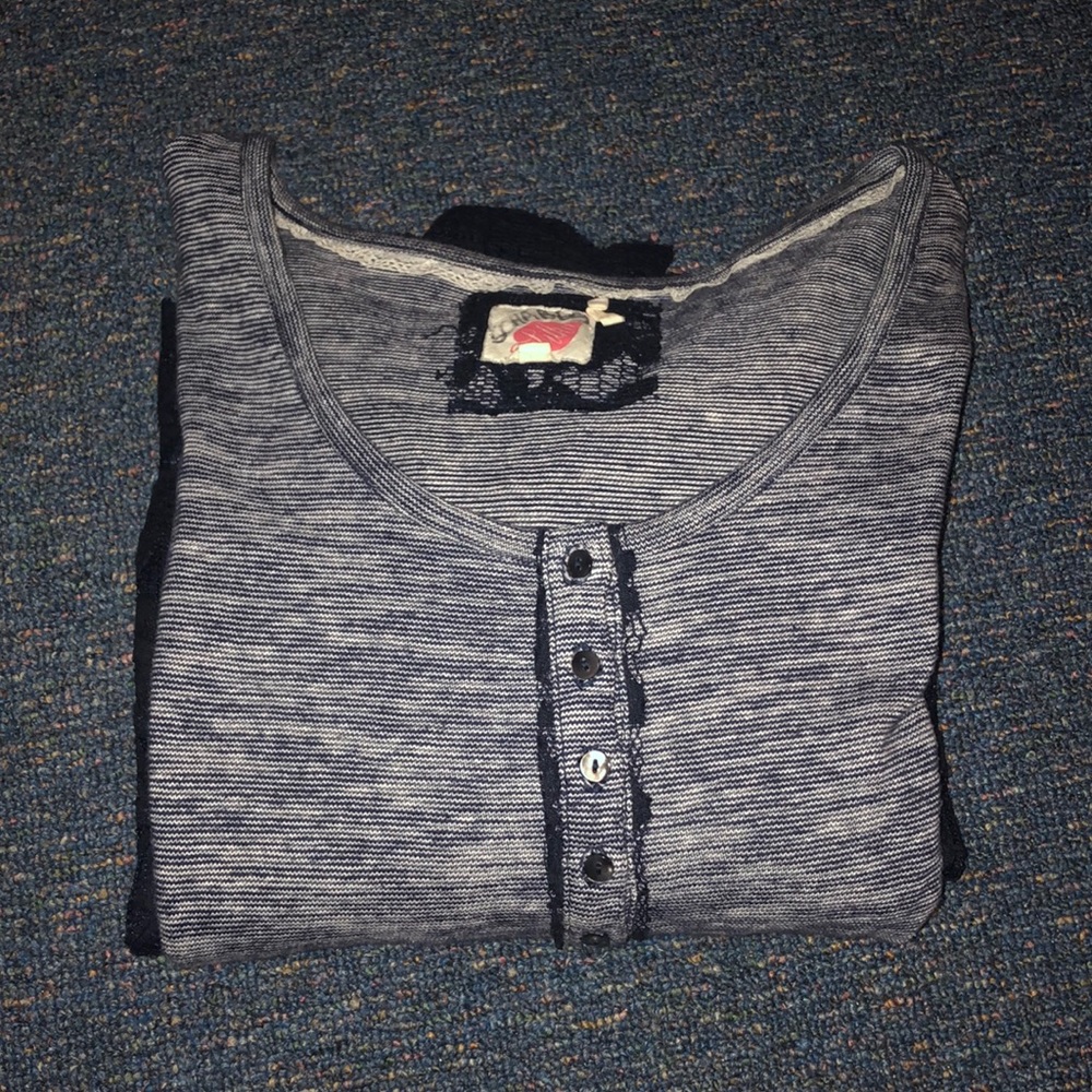 Knee and elbow length striped and lace dress